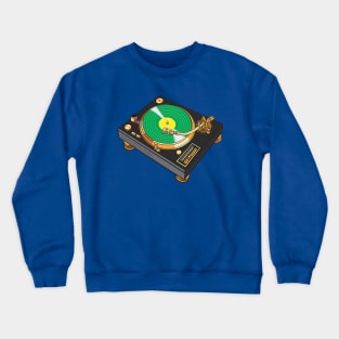 Turntable (Tricorn Black + Green Colorway) Analog / Music Crewneck Sweatshirt